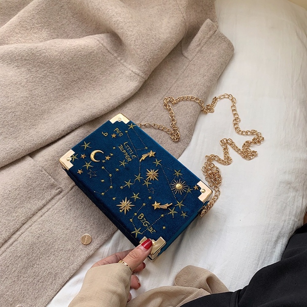 NWT Blue Velvet & Gold ⭐ Constellation ⭐ Purse - Picture 3 of 6